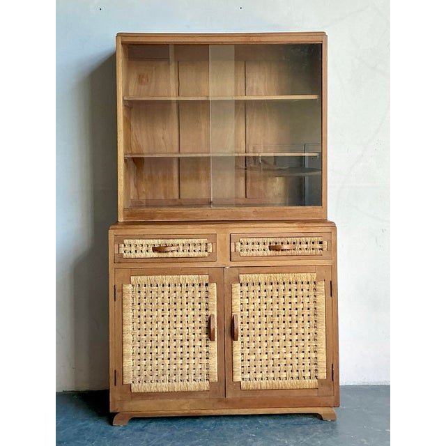 Wood Vintage Boho Woven Rattan Cabinet For Sale - Image 7 of 9