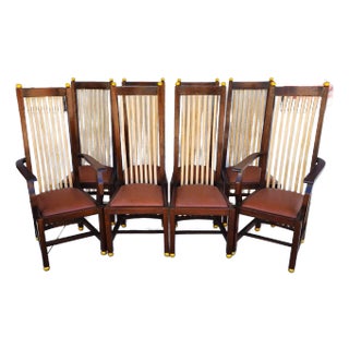 Frank Lloyd Wright Style Dining Chairs Set of 8 For Sale
