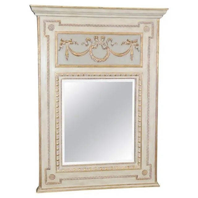 French Louis XV Carved and Painted Wall or Trumeau Mirror For Sale - Image 11 of 12