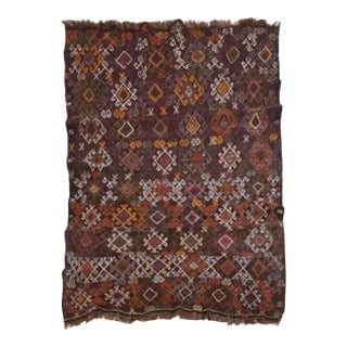 Antique Anatolian Kilim 1950s Kütahya Cecim Kilim | Handwoven Anatolian Tribal Kilim For Sale