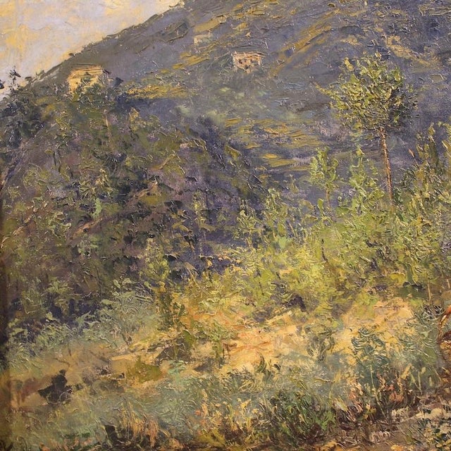 Italian School, Landscape with Figure Painting, 1914, Oil on Canvas For Sale - Image 14 of 16