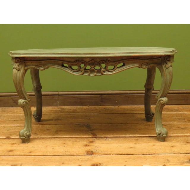 Vintage French Louis XV Style Patinated Painted Coffee Table, 1970s For Sale - Image 6 of 18