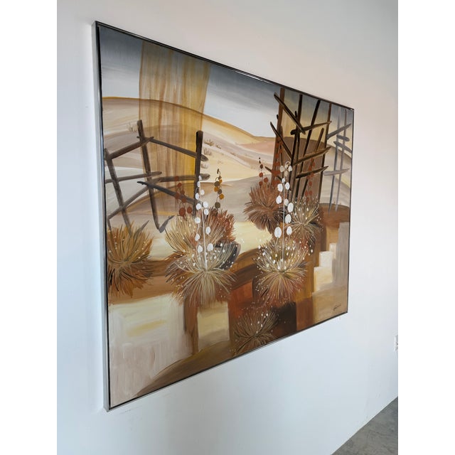 Mid-Century Modern Large - 1970s C. Frederick Impressionist Desert Landscape Oil on Canvas Painting, Framed For Sale - Image 3 of 12