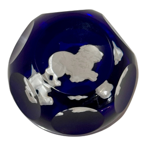 Mid 20th Century Baccarat Zodiac Cobalt Glass Paperweight
