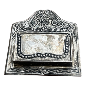 1970s Small Silver Etched Business Card Holder/Office Decor