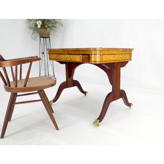 Maitland - Smith Flit Top Chess Board Backgammon Tooled Leather Top Two Drawers Game Table For Sale - Image 4 of 12