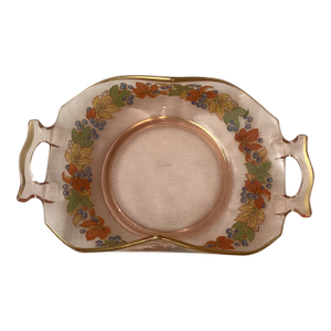 1920s Imperial Depression Relish Glass Nuart Bowl, Pink With Gold Trim