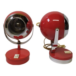 Space Age Metal Table Lamps from Reggiani, 1970s, Set of 2 For Sale