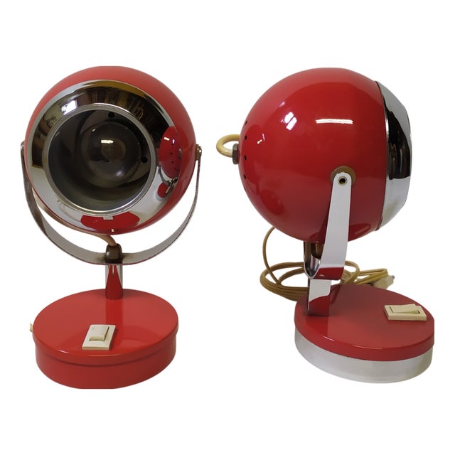 Space Age Metal Table Lamps from Reggiani, 1970s, Set of 2 For Sale