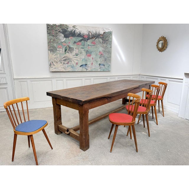Blue Chairs with Colorful Seats from Baumann, 1960s, Set of 8 For Sale - Image 8 of 9