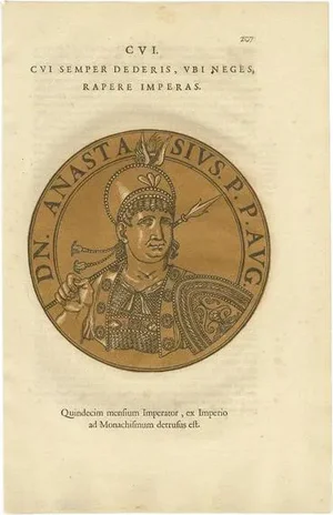 Antique Portrait of Anastasius I by Goltzius, 1645