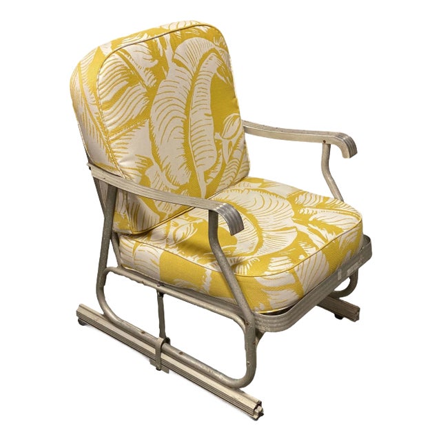 1950s Mid-Century Aluminum Patio/Outdoor Lounge Chair With Ski Legs For Sale