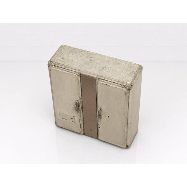 White Vintage French Metal Medicine Cabinet, 1940s For Sale - Image 8 of 13