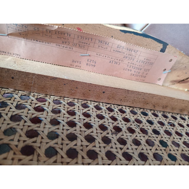 Vintage Walnut French Provincial Armchair & Ottoman Set in Rich Plaid Upholstery For Sale - Image 4 of 12