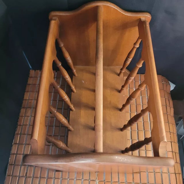 1980s Vintage Spindle Wood Magazine Record Rack For Sale - Image 4 of 5