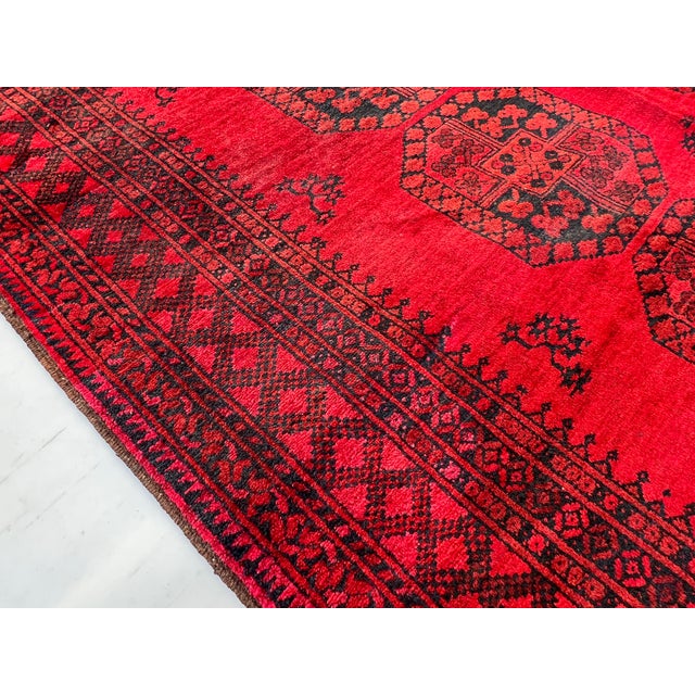 Vintage Afghan Khal Mohammad Aina Gul Bokhara Tribal Rug - 7'6" X 5'7" For Sale - Image 6 of 12