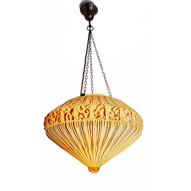 Vintage Art Deco Opal Glass Shade Pendant Lamp, 1920s For Sale - Image 4 of 10