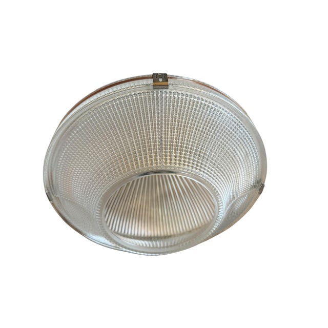 Metal Vintage Holophane Ceiling Lights With Silver Holders - a Pair For Sale - Image 7 of 8