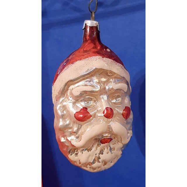 Antique Mercury Glass Santa Christmas Ornament St Nick For Sale - Image 4 of 6