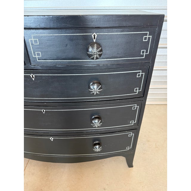 Wood Antique Two Over Three Drawers - Painted Bow Front Chest of Drawers From England For Sale - Image 7 of 18