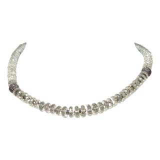 Faceted Prasiolite 'Green Amethyst' and Diamond Necklace For Sale