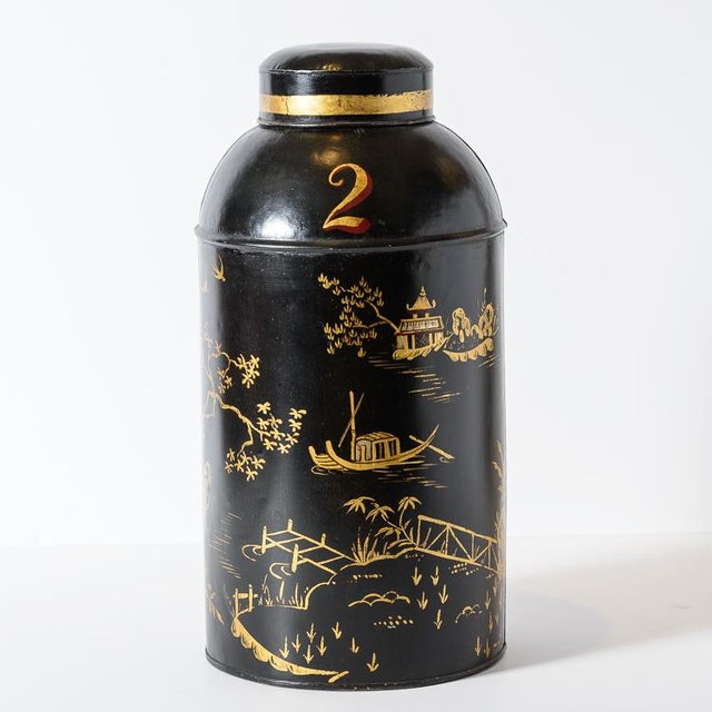 Gold Painted Black Tea Canisters Set of 5 Chairish
