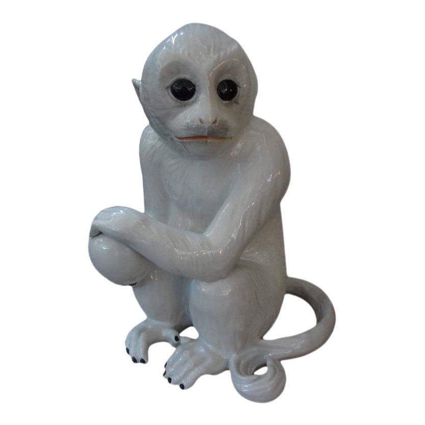 Vintage Italian Glazed Ceramic Monkey Sculpture Chairish