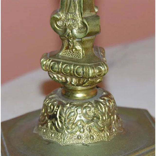 18th Century Louis XIV Bronze Candlesticks- a Pair For Sale - Image 4 of 6