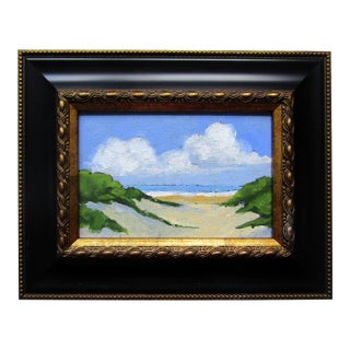 Framed Pajaro Dunes California Pacific Landscape Art Lynne French 4x6 Painting For Sale