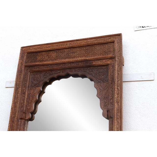 116" Tall Moorish Arch Carved Palace Floor Mirror For Sale - Image 4 of 7