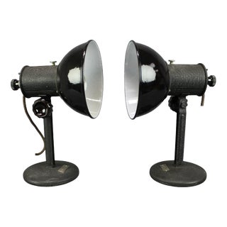 Industrial Adjustable Desk Lamps, Former Czechoslovakia, 1955, Set of 2 For Sale