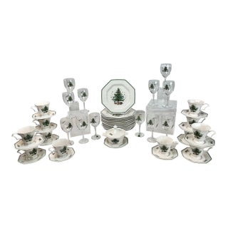 Nikko Christmastime Holiday Dinnerware Set by Nikko, Service for 12, Plates, Goblets, Mug / Saucer - 50pcs For Sale