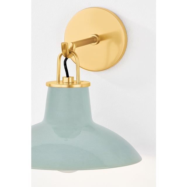 2020s Hudson Valley Lighting Pottersville 10.5 in. 1 Light Wall Sconce in Aged Brass and Ceramic Moss Crackle Finish For Sale - Image 5 of 6