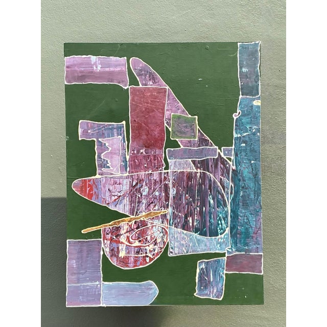 Wood Vintage Original Abstract on Canvas For Sale - Image 7 of 12