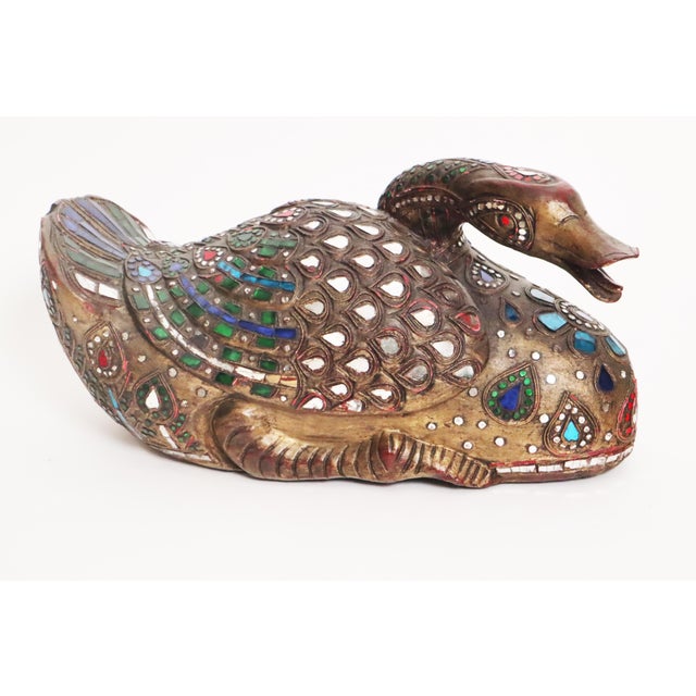 Large Mirror Mosaic Lucky Duck in Wood, 1970s For Sale - Image 4 of 14