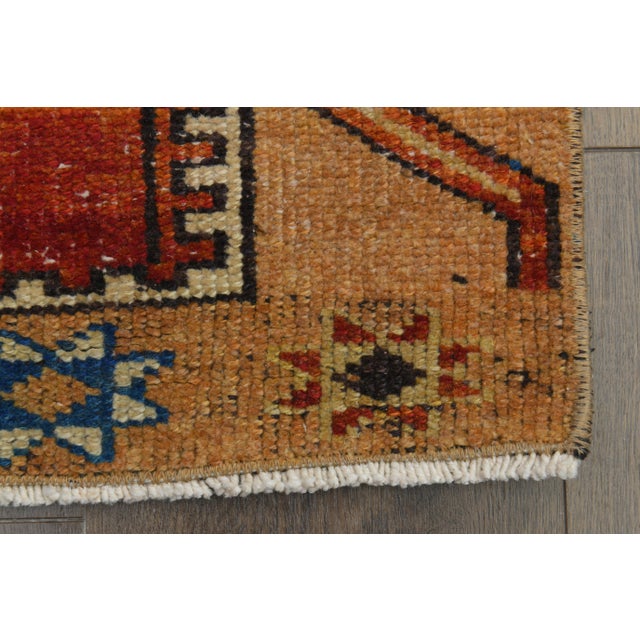 Textile 1970s Vintage Turkish Oushak Handmade Wool Cotton Orange Runner Rug For Sale - Image 7 of 11