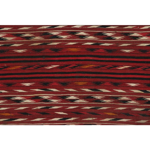 Rug & Kilim Antique Persian Kilim Runner in Red With Colorful Serrated Stripes - Rug & Kilim For Sale - Image 4 of 6