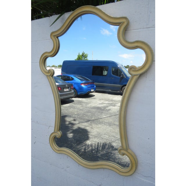 Shabby Chic Hickory French Shabby Chic Serpentine Painted Wall Bathroom Vanity Mirror For Sale - Image 3 of 10