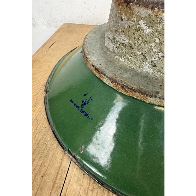 Green Enamel and Cast Iron Industrial Pendant Light, 1960s For Sale - Image 14 of 17