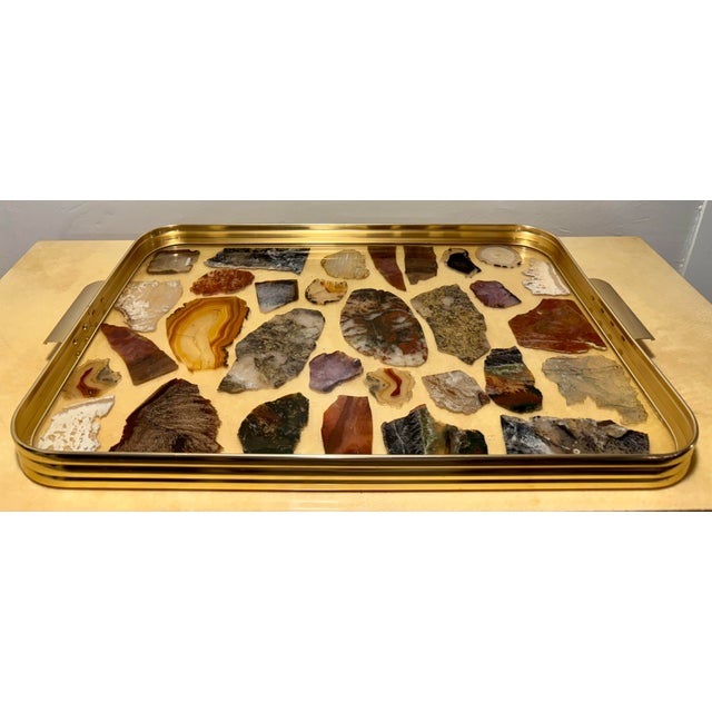 Metal Mid-Century Modern Italian Mineral Specimen Serving Tray For Sale - Image 7 of 11