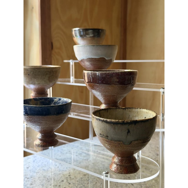Ceramic Vintage Hand-Crafted Studio Ceramic Chawan Bowls, 1980s, Set of 6 For Sale - Image 7 of 15