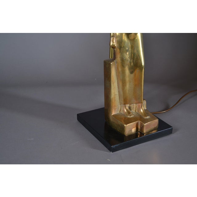 Black Egyptian Revival Gilt Female Table Lamp, 1970s For Sale - Image 8 of 9