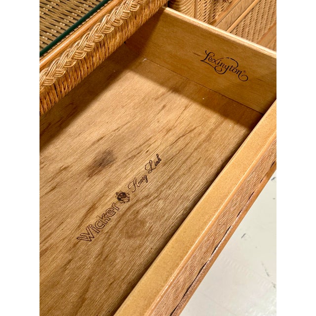 1970s Henry Link for Lexington Woven Rattan & Wicker Triple Dresser For Sale - Image 9 of 11