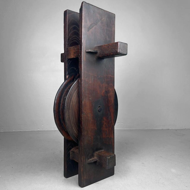 Antique Japanese Wooden Pulley Keyaki Wood, 1900 For Sale - Image 18 of 18