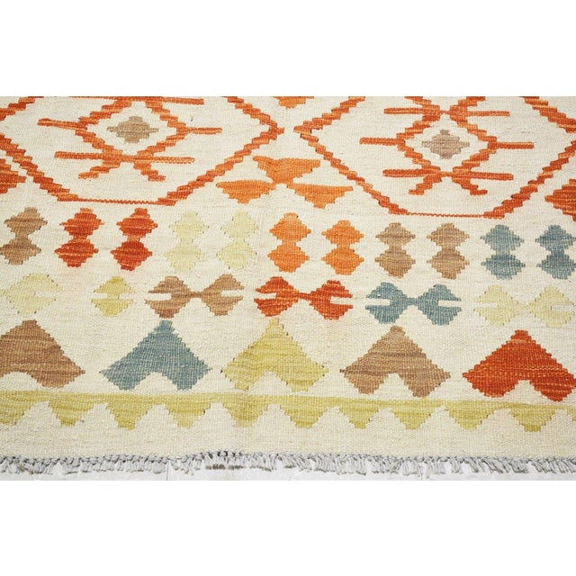 2010s Afghan Maimana Flatweave Kilim Wool Rug, 6'x8'3'' For Sale - Image 5 of 5