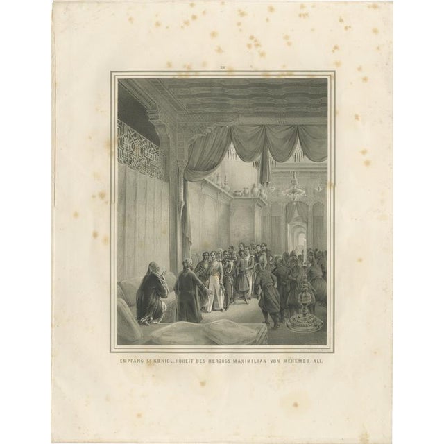 Orientalist Palace Reception, Duke Maximilian at Mehemed Ali Court, 19thC This highly detailed 19th-century print depicts...