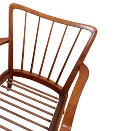 Wood Vintage Knoll Antimott Solid Wood Lounge Chair in Ivory Boucle' For Sale - Image 7 of 10