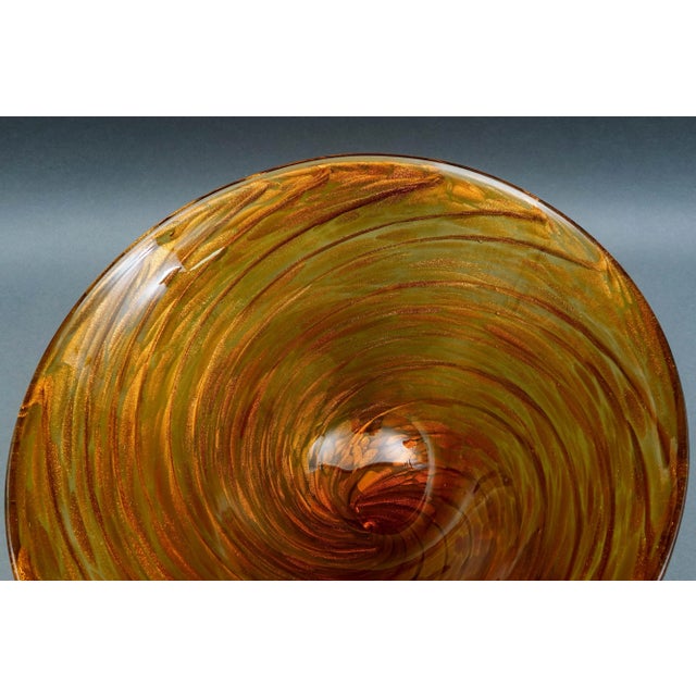 Mid 20th Century Cristalleria Stile d'Arte Murano Aventurine Swirl Art Glass Centerpiece Bowl For Sale - Image 10 of 10