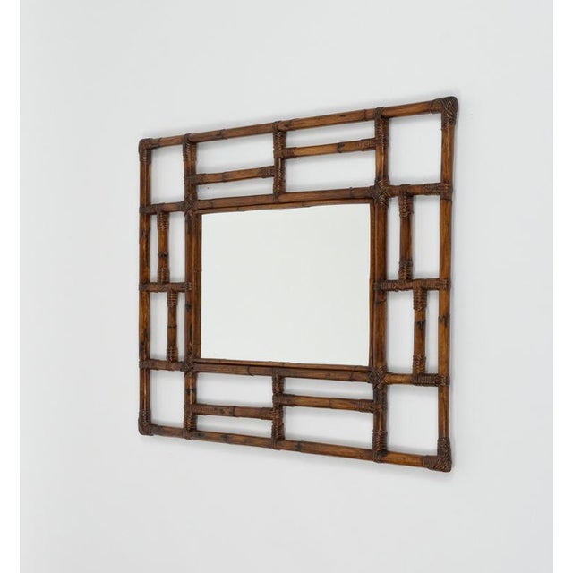 Mid-Century Modern Rectangular Mirror in Rattan and Bamboo, 1970s For Sale - Image 11 of 13