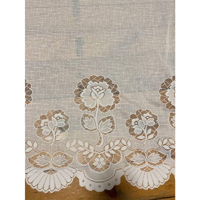 Traditional Vintage Lace Curtain 58” Wide X 86” Long For Sale - Image 3 of 4